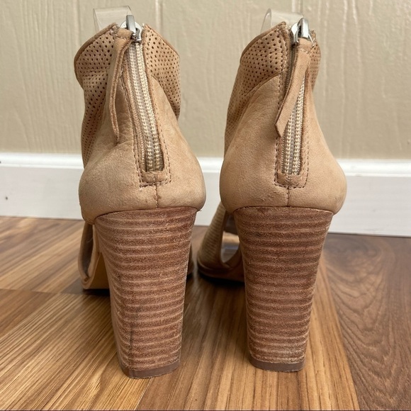 Vince Camuto Perforated Leather Tan Bevina Cutout Peep Toe Booties - Picture 4 of 12